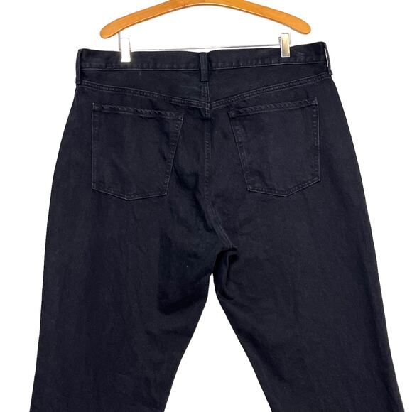 Old Navy Sky Hi Straight Jeans Sz 18 Black Raw Hem Button Fly Rigid Denim - Picture 6 of 8